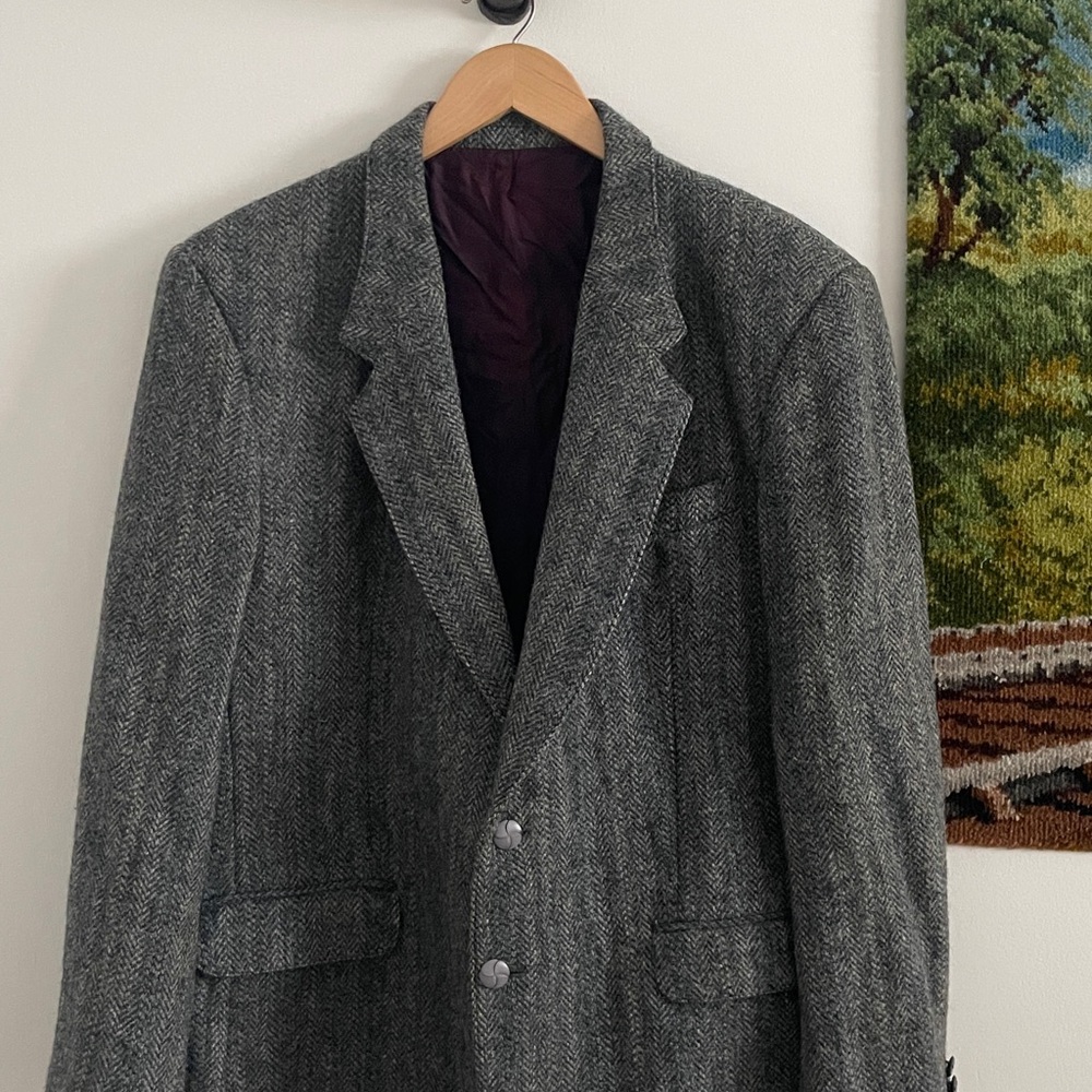 Harris Tweed Men's Herringbone Blazer - Classic Tailored Sports Coat Virgin wool